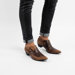 JOHN FLUEVOG BROWN LEATHER ANKLE BOOTS BUCKLE DETAIL WOMAN 6